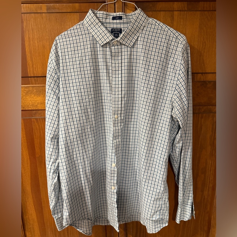 J. Crew Performance Blue Gingham Button-Down